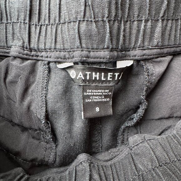 Athleta Cabo Linen Wide Leg Pants Black Drawstring 8 - Picture 9 of 13